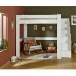 Ma chambre d'enfant lit mezzanine enfant 2 places avec escalier et matelas naolo blanc 120x190 cm