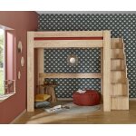 Ma chambre d'enfant lit mezzanine enfant 2 places avec escalier et matelas naolo bois naturel 140x190 ...