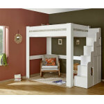 Ma chambre d'enfant lit mezzanine enfant 2 places avec escalier naolo blanc 140x190 cm