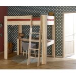 Ma chambre d'enfant lit mezzanine ado 2 places avec bureau naolo bois naturel 140x190 cm