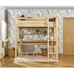 Ma chambre d'enfant lit mezzanine ado 2 places cancun bois naturel 120x190 cm / opt:echelle grand c�t� ...