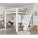 Ma chambre d'enfant lit mezzanine ado 200x200 cm avec escalier maverick blanc 160x200 cm