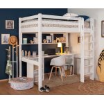 Ma chambre d'enfant lit mezzanine ado avec bureau cancun blanc 90x190 cm / opt:echelle petit ct
