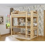 Ma chambre d'enfant lit mezzanine ado avec bureau cancun bois 90x190 cm / opt:echelle grand ct