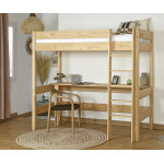 Ma chambre d'enfant lit mezzanine ado avec bureau clay bois naturel 90x190 cm