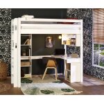 Ma chambre d'enfant lit mezzanine ado avec bureau fynn blanc 90x190 cm / opt:echelle petit c�t�