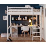 Ma chambre d'enfant lit mezzanine ado cancun blanc 90x190 cm / opt:echelle petit ct
