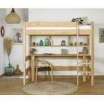 Ma chambre d'enfant lit mezzanine ado clay bois naturel 90x190 cm
