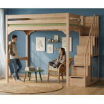 Ma chambre d'enfant lit mezzanine ado avec escalier neva h�tre 160x200 cm / opt:escalier droit