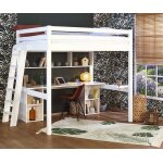 Ma chambre d'enfant lit mezzanine adulte 2 places avec bureau fynn bois naturel 140x190 cm / opt:echelle ...