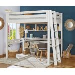 Ma chambre d'enfant lit mezzanine adulte 2 places avec bureau fynn blanc 140x190 cm / opt:echelle petit ...
