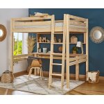 Ma chambre d'enfant lit mezzanine adulte 2 places avec bureau fynn bois naturel 120x190 cm / opt:echelle ...
