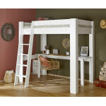 Ma chambre d'enfant lit mezzanine adulte 2 places avec bureau naolo blanc 140x190 cm