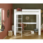 Ma chambre d'enfant lit mezzanine adulte 2 places naolo blanc 140x190 cm