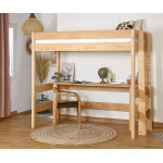 Ma chambre d'enfant lit mezzanine adulte avec bureau caly bois naturel 90x190 cm