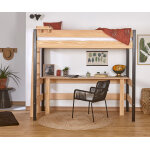 Ma chambre d'enfant lit mezzanine adulte avec bureau caly noir et bois 90x190 cm