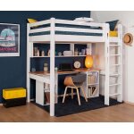 Ma chambre d'enfant lit mezzanine adulte avec bureau cancun blanc 90x190 cm / opt:echelle grand ct