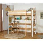 Ma chambre d'enfant lit mezzanine adulte avec bureau clay blanc et bois 90x190 cm
