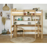 Ma chambre d'enfant lit mezzanine adulte avec bureau clay bois naturel 90x190 cm Ma chambre d'enfant lit mezzanine adulte avec bureau clay bois naturel 90x190 cm