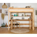 Ma chambre d'enfant lit mezzanine adulte caly bois naturel 90x190 cm Ma chambre d'enfant lit mezzanine adulte caly bois naturel 90x190 cm