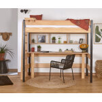 Ma chambre d'enfant lit mezzanine adulte caly noir et bois 90x190 cm