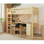 Ma chambre d'enfant lit mezzanine adulte cargo bois naturel 90x190 cm