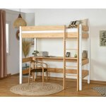 Ma chambre d'enfant lit mezzanine adulte clay blanc et bois 90x190 cm