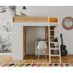 Ma chambre d'enfant lit mezzanine enfant avec armoire azou blanc et bois 90x190 cm Ma chambre d'enfant lit mezzanine enfant avec armoire azou blanc et bois 90x190 cm