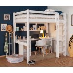 Ma chambre d'enfant lit mezzanine enfant avec bureau cancun blanc 90x190 cm / opt:echelle petit c�t�