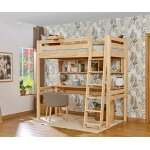 Ma chambre d'enfant lit mezzanine enfant avec bureau fynn bois naturel 90x190 cm / opt:echelle grand ...