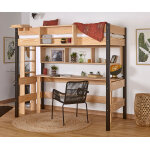 Ma chambre d'enfant lit mezzanine enfant caly noir et bois 90x190 cm