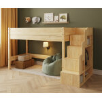 Ma chambre d'enfant lit mezzanine enfant avec escalier combeebed bois naturel 90x200 cm hauteur 142 cm ...