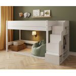 Ma chambre d'enfant lit mezzanine enfant avec escalier et matelas combeebed blanc 90x200 cm hauteur 142 ...