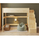 Ma chambre d'enfant lit mezzanine enfant avec escalier et matelas combeebed bois naturel 90x200 cm hauteur ...