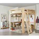 Ma chambre d'enfant lit mezzanine enfant volutif en hauteur avec bureau maverick blanc 200x200 cm