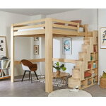 Ma chambre d'enfant lit mezzanine enfant volutif en hauteur avec escalier et matelas maverick bois naturel ...
