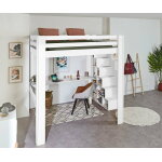 Ma chambre d'enfant lit mezzanine enfant �volutif en hauteur avec escalier maverick blanc 160x200 cm