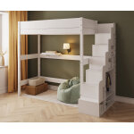 Ma chambre d'enfant lit mezzanine xl enfant avec escalier et matelas combeebed blanc 90x200 cm matelas ...