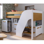 Ma chambre d'enfant lit enfant mi - hauteur auckland blanc et noisette 90x200 cm