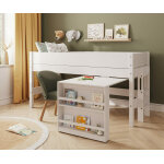 Ma chambre d'enfant lit mi - hauteur avec bureau combeebed blanc 90x200 cm / opt1:echelle petit ct ...