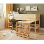 Ma chambre d'enfant lit mi - hauteur avec bureau combeebed bois naturel 90x200 cm echelle grand c�t� ...