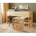 Ma chambre d'enfant lit mi - hauteur enfant avec bureau et matelas combeebed bois naturel 90x200 cm / ...