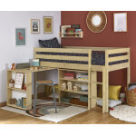 Ma chambre d'enfant lit mi - hauteur enfant avec bureau tamis bois naturel 90x190 cm