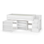 Ma chambre d'enfant lit mi - hauteur enfant avec escalier et matelas combeebed blanc 90x200 cm 1 étagère ... Ma chambre d'enfant lit mi - hauteur enfant avec escalier et matelas combeebed blanc 90x200 cm 1 étagère ...