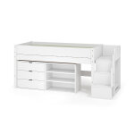 Ma chambre d'enfant lit mi - hauteur enfant avec escalier et matelas combeebed blanc 90x200 cm / opt1:1 ...