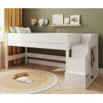 Ma chambre d'enfant lit mi - hauteur enfant avec escalier et matelas combeebed blanc 90x200 cm / opt1:sans ...