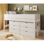 Ma chambre d'enfant lit mi - hauteur enfant avec rangement et matelas combeebed blanc 90x200 cm / opt1:echelle ...