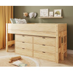 Ma chambre d'enfant lit mi - hauteur enfant avec rangement et matelas combeebed bois naturel 90x200 cm ...