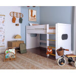 Ma chambre d'enfant lit enfant mi - hauteur spark blanc et noisette 90x190 cm