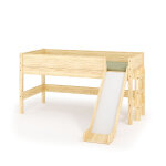 Ma chambre d'enfant lit mi - hauteur enfant avec toboggan et matelas combeebed bois naturel 90x200 cm ...